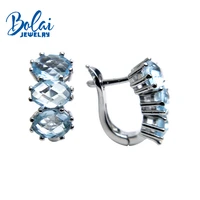 bolaijewelrynatural sky blue topaz oval 57mm brio cut gemstone clasp earring 925 sterling silver fine jewelry women gift box