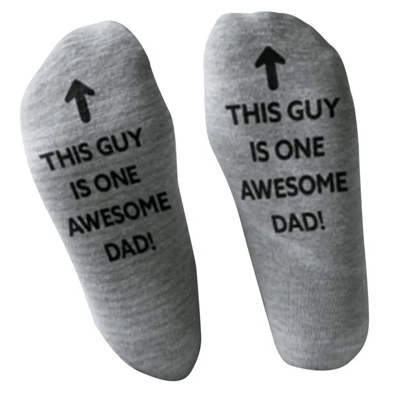 A Men 'Awesome Dad' Father Gift Letter Print Funny Mid Short Socks 16 - Color: A