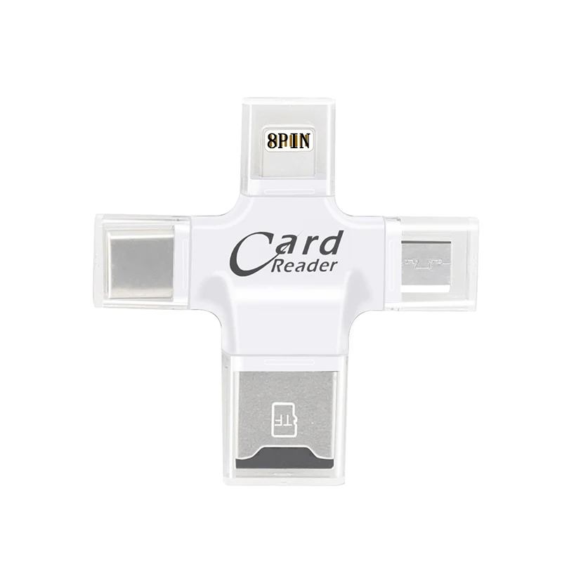 Kismo 4 в 1 OTG Устройство для чтения карт памяти Micro SD TF USB Type C адаптер iPhone X 8 7 6 Plus S8 S9 Note
