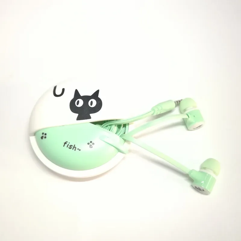 Green No Package Наушники с милым котом из мультфильма макарон, 3,5 мм, наушники-вкладыши с шумоизоляцией, наушники с микрофоном для детей, девочек, samsung, Xiaomi, мобильный телефон, ipad - Цвет: Green No Package