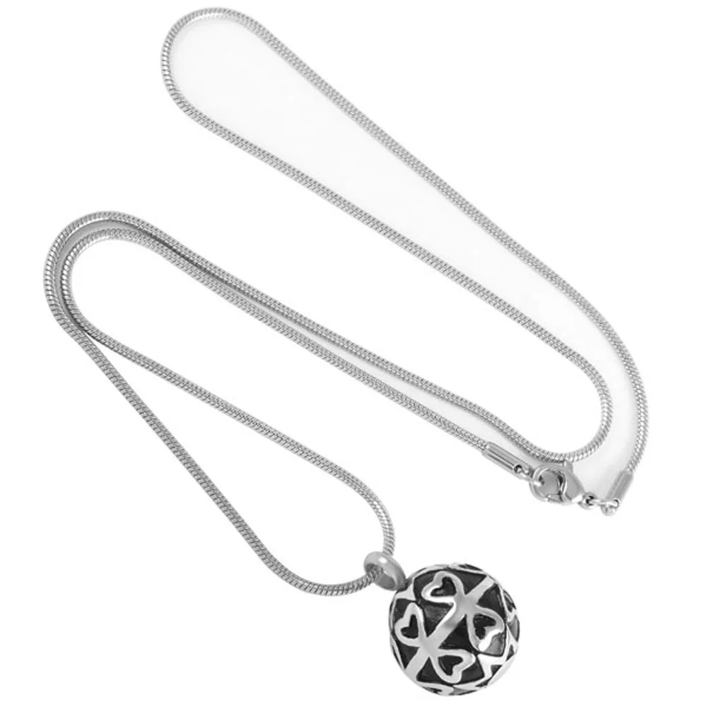 

IJD8271 Wholesale or Retail Women Men Vintage Ball Stainless Steel Cremation Jewelry for Ashes Necklace