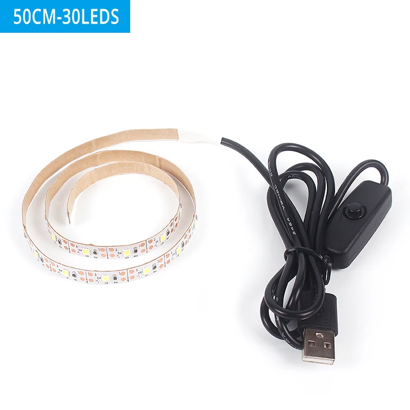 USB светодиодная лента Лампа SMD3528 DC5V 1 м 2 м 3 м 4 м 5 м с гибкий коммутатор светодио дный света лента ТВ Desktop Экран фонового о