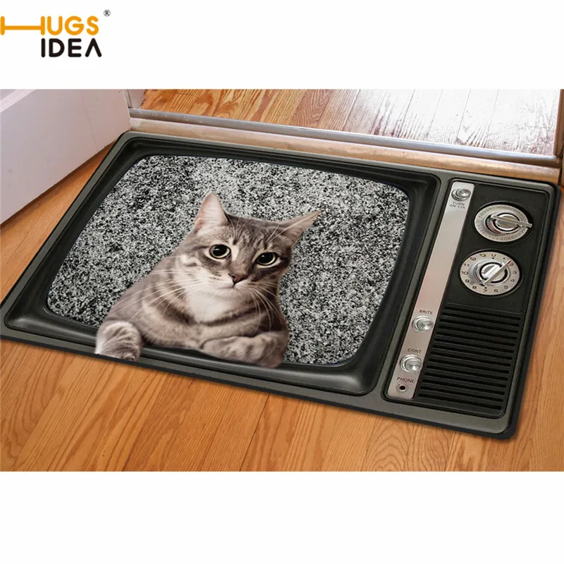 Винтажный 3D коврик HUGSIDEA с изображением животного кота на ТВ креативные Входные