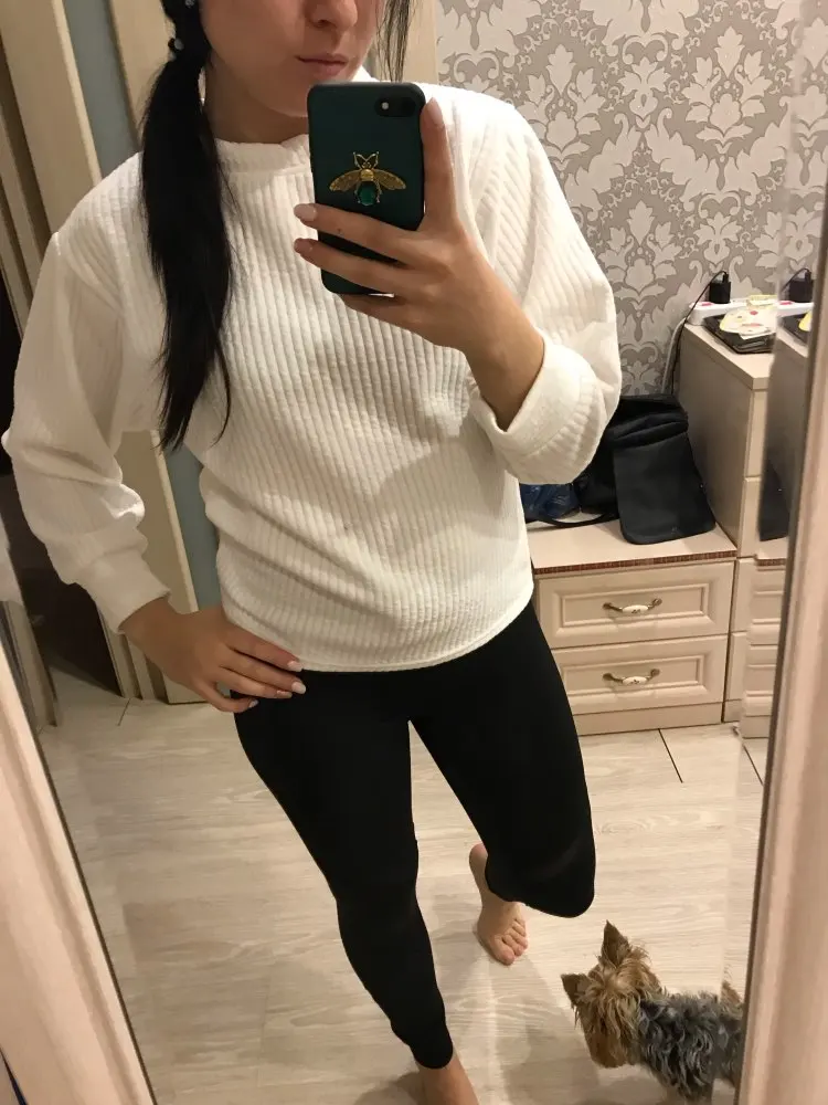 Женский однотонный базовый свитер BF свободный облегающий с длинными рукавами и