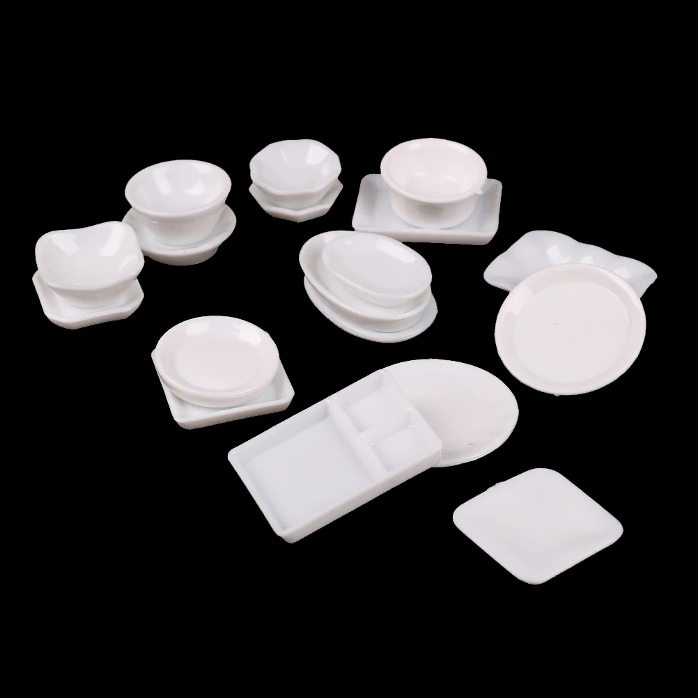 

18pcs Mini Plates Accessories Kit Diy 1:12 Doll house Miniature Dish Tableware Miniature Kitchen Doll house