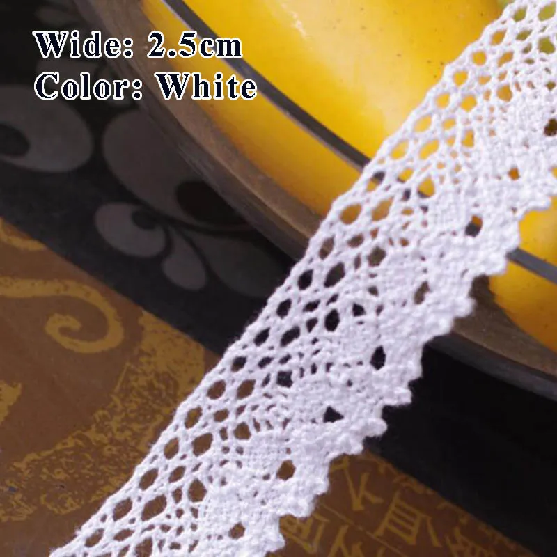 007 2.5cm white 5 м длиной 1 см 1,5 см 1,7 см 2,5 см высотой 4 см; 8 см в ширину белые бежевые хлопковые кружева лентой отделка Вышивание DIY ручной работы аксессуары Сделай Сам Лоскутная работа - Цвет: 007 2.5cm white