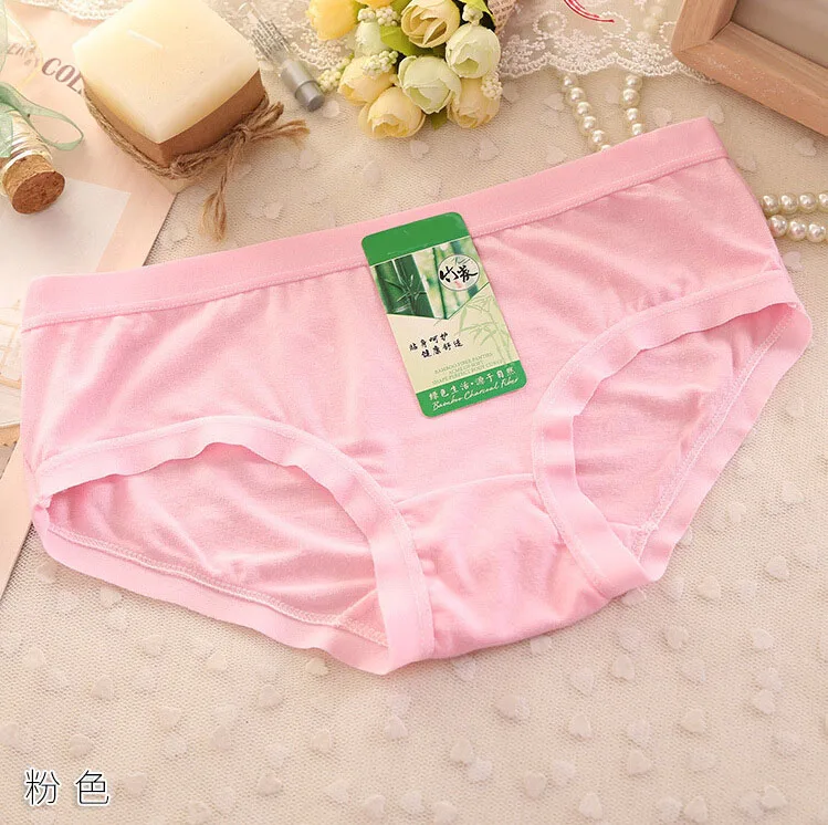 BK бамбуковое древесное волокно дамское нижнее белье дамские хлопковые бесшовные трусики чистый цвет трусы женские стринги 16 цветов - Цвет: Розовый