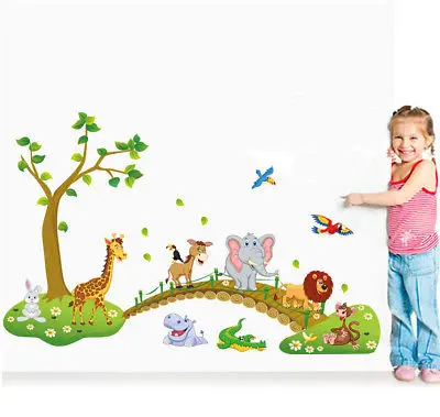 1 шт. съемные настенные художественные наклейки с животными для детской комнаты