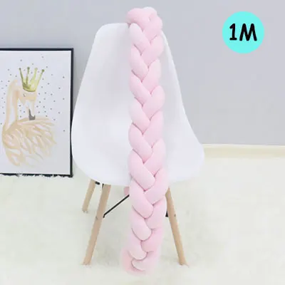 Pink-1M Новинка! 1 м/2 м/3 м кровать для новорожденных бампер длинный Узелок Детская кровать Декор чистый ткачество плюшевый узел кроватка бампер протектор для детской комнаты декор - Цвет: Pink-1M