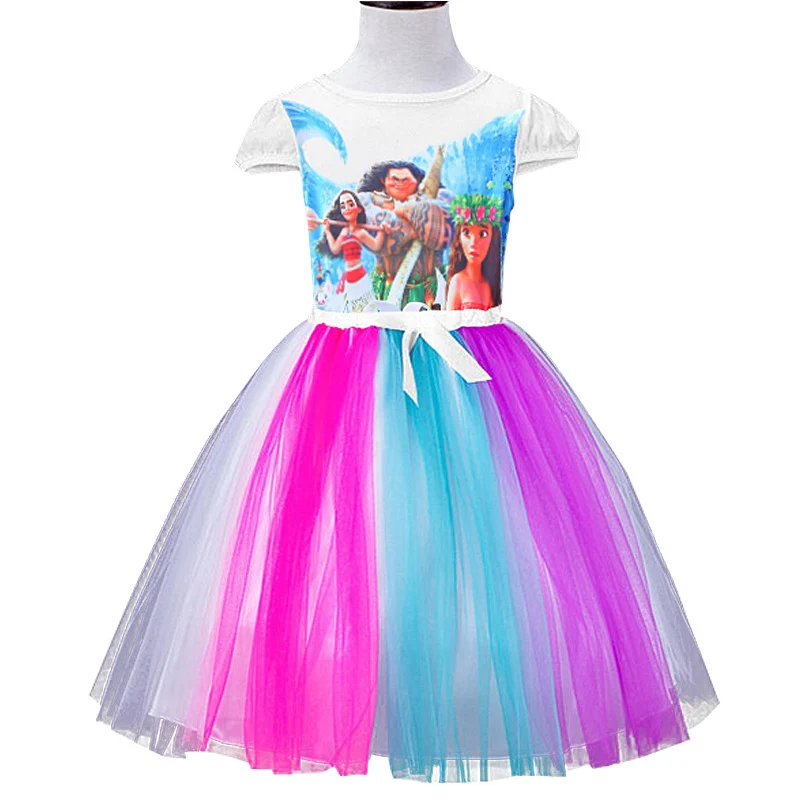 Новинка; высокое качество; vestidos; платье для девочек; Пасхальный костюм; детское платье принцессы с моаной для маленьких девочек; Летние Детские платья для девочек; одежда - Цвет: White