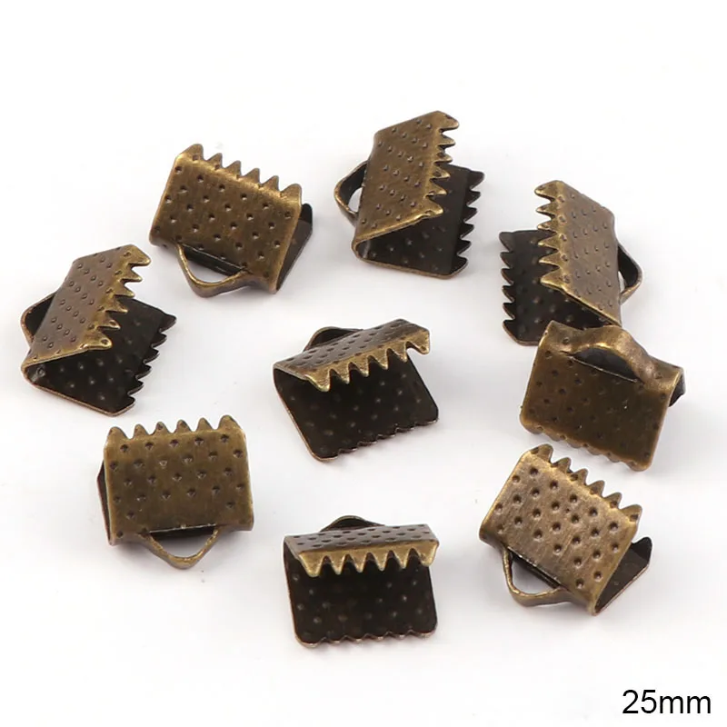 25 мм Обжимные бусины бухта застежки концевые крышки шнура ленты Кожаный Зажим