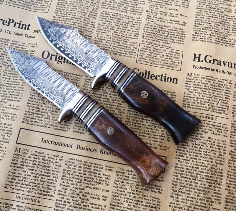 Нож из дамасской стали высокой твердости для выживания в дикой природе