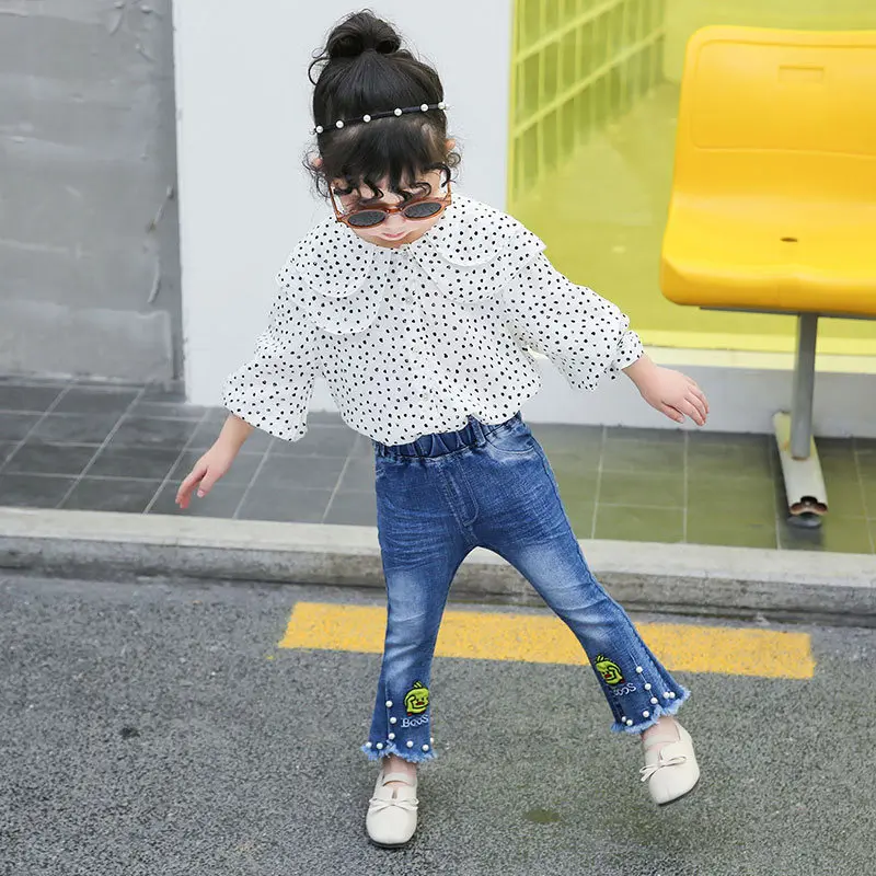 Милые детские джинсы с рисунком утки весенне осенние штаны высокого качества