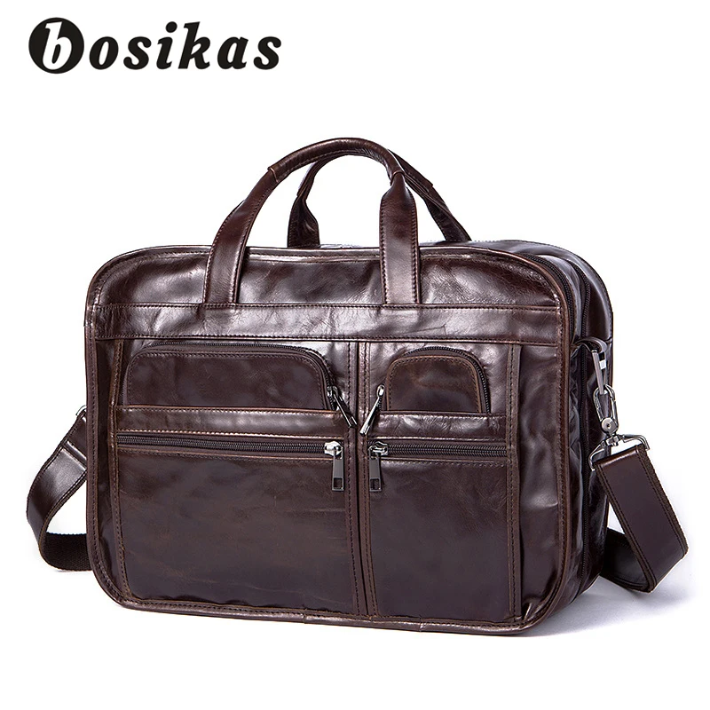BOSIKAS Мужские портфели из натуральной кожи мужские кожаные сумки Сумка для