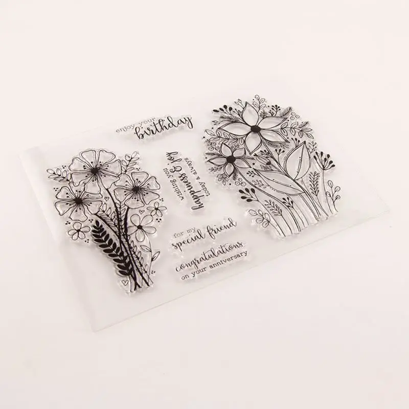 Силиконовый прозрачный штамп в виде цветов на день рождения альбом для