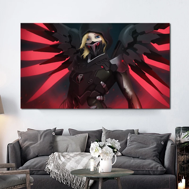 Overwatch Blackwatch Mercy Арт холст плакаты принты живопись настенные картины для спальни