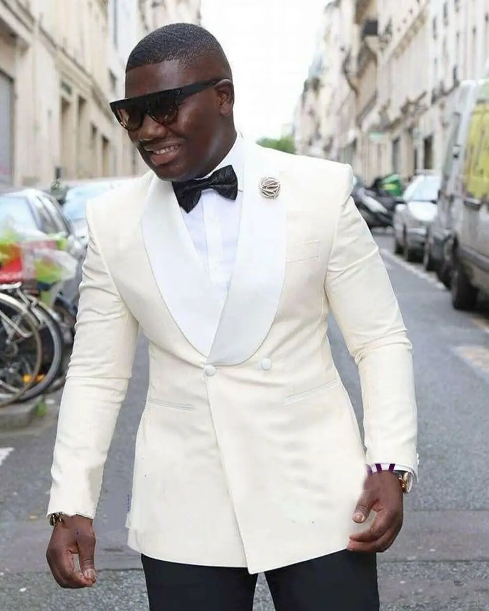 

Men's Cream Formal Business Prom Dinner Blazer Shawl Lapel Wedding Tuxedos Slim