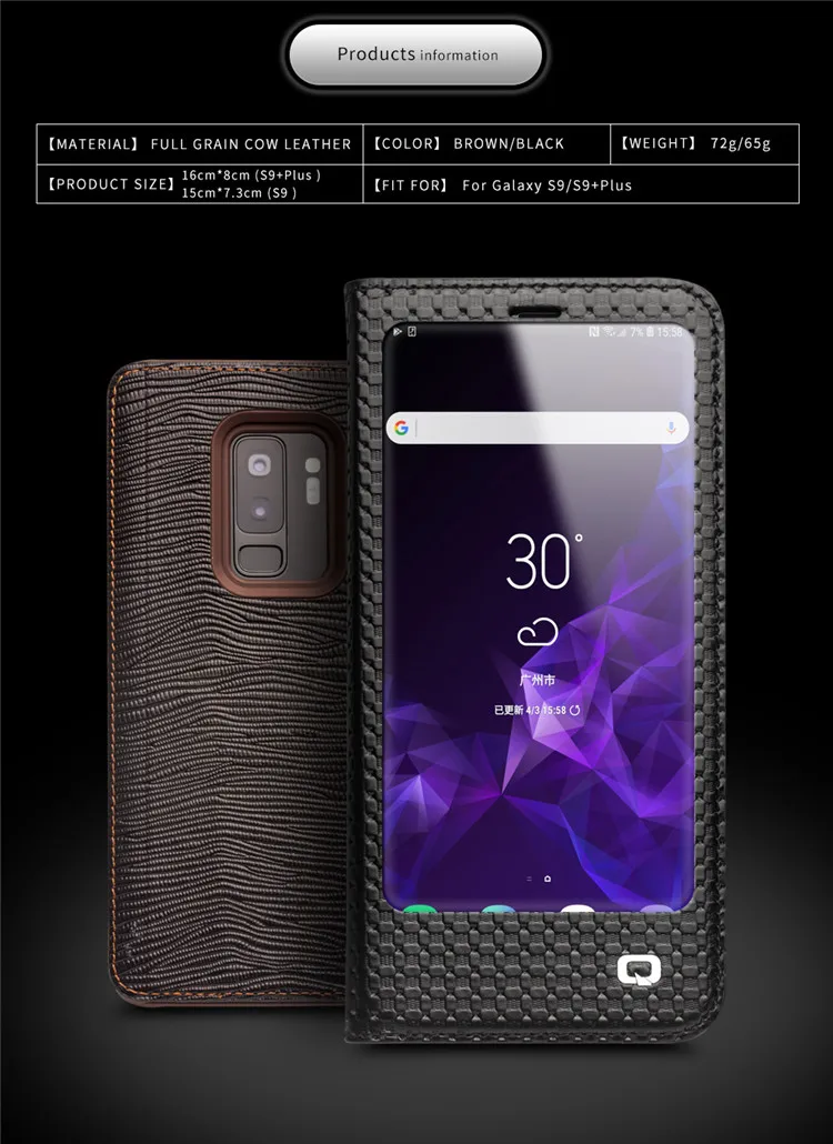 QIALINO чехол для телефона из натуральной кожи для samsung Galaxy S9, роскошный флип-чехол ручной работы для samsung S9 Plus 5,8/6,2 дюймов