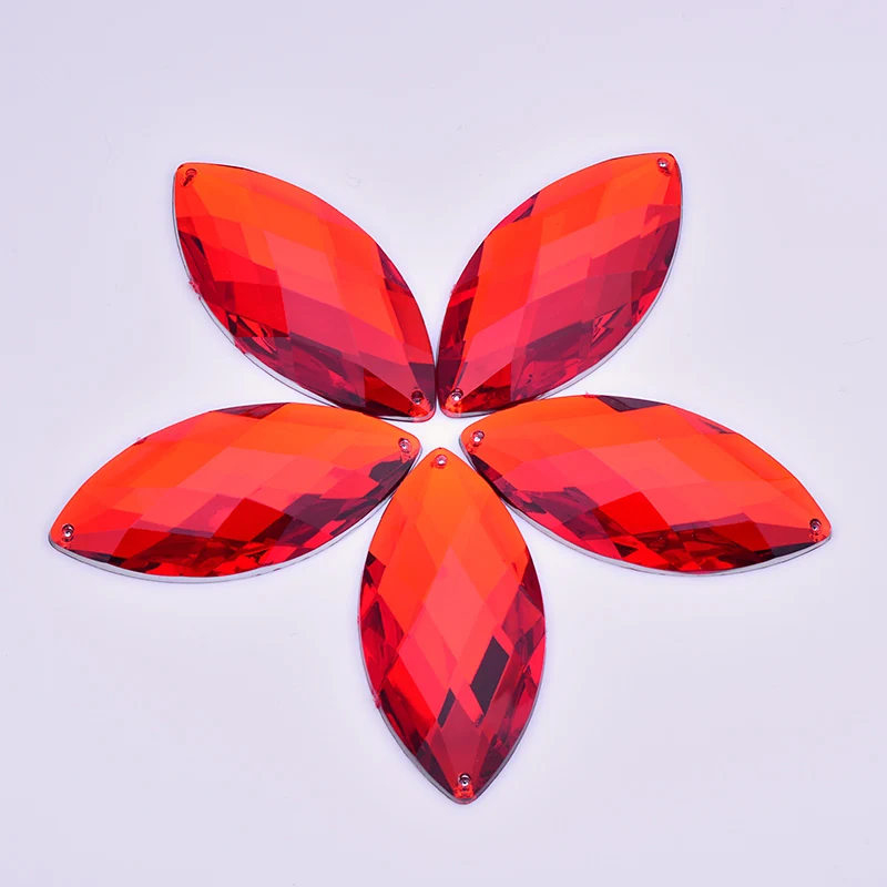 Red JUNAO, 30x62 мм, голубые кристаллы, большие стразы, аппликация, пришитые на конский глаз, камни, акриловые, с плоской задней частью, драгоценные камни для рукоделия - Цвет: Red