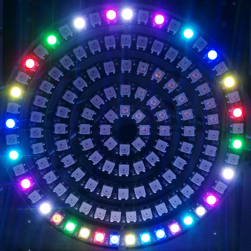 Светодиодный DIY Ring 8 12 24 35 45 бит светодиодный s WS2812B SK6812 5050 встроенный RGB адресуемый