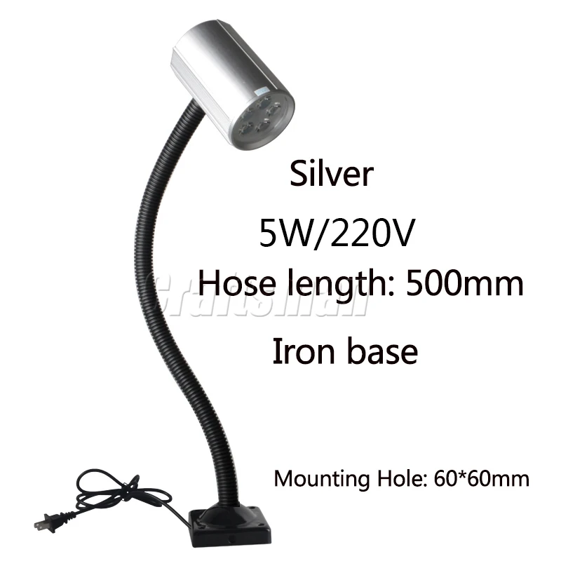 5W220V-50cm-IronBase Jiujia светодиодный светильник для работы s токарный фрезерный станок шланги металлический станок с ЧПУ Светильник сменный светильник лампа 24 В/36 В/220 В - Цвет: 5W220V-50cm-IronBase