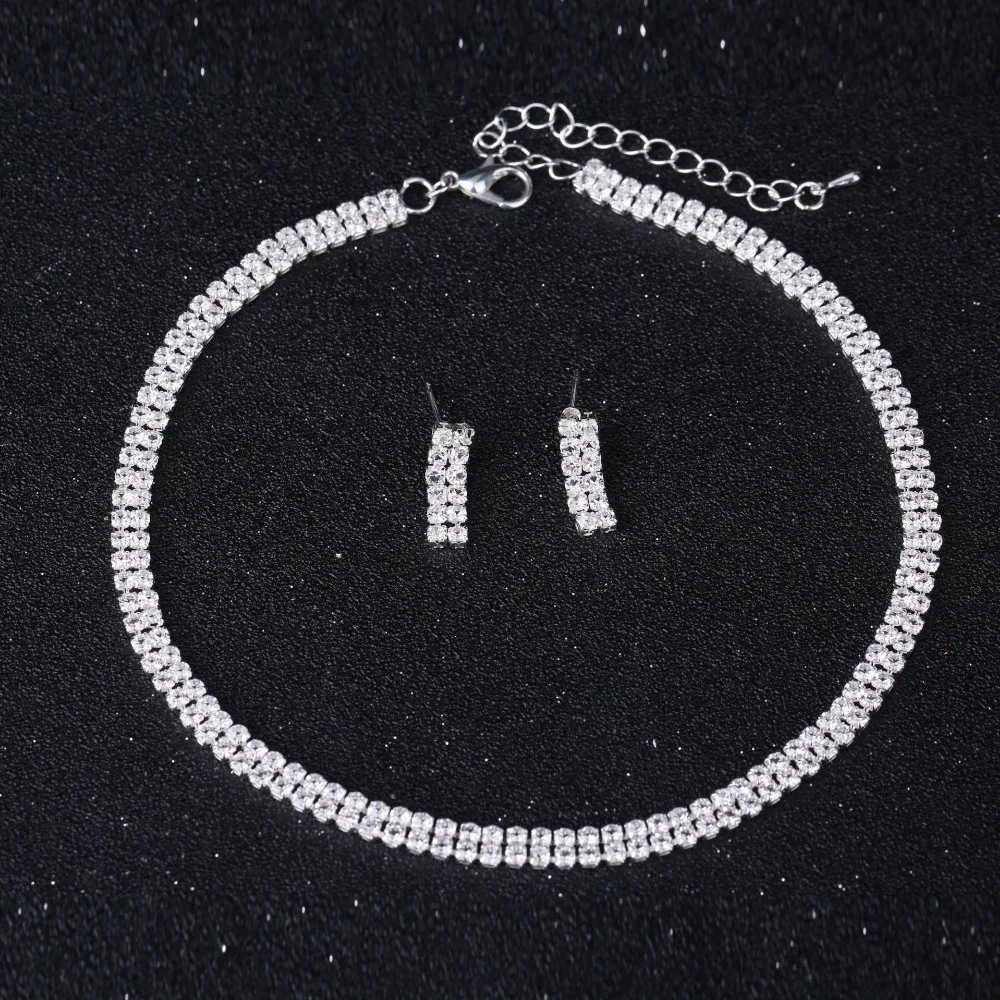 Циркониевый комплект ювелирных изделий простой дизайн ожерелье набор пасьянс CZ