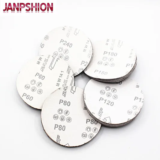 JANPSHION 50 шт. шлифовальная бумага наждачная бумага Флокирование самоклеющиеся для Sander " 180 мм Grits 60 80 120 180 240 красный круглый