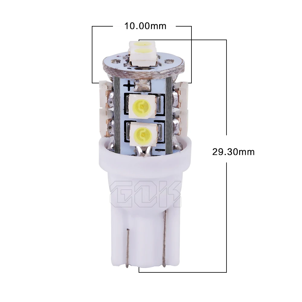 Оптовая продажа Автомобильные светодиодные лампы 10 шт./лот T10 10smd Led 1210 W5W 168 194 t10 10led