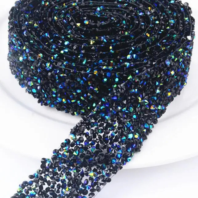 blue AB color 2y DIY сверкающие бисерные Стразы, отделка железом на алмазной хрустальной ленте, свадебная аппликация для пришивания свадебного платья, аксессуары для декора - Цвет: blue AB color