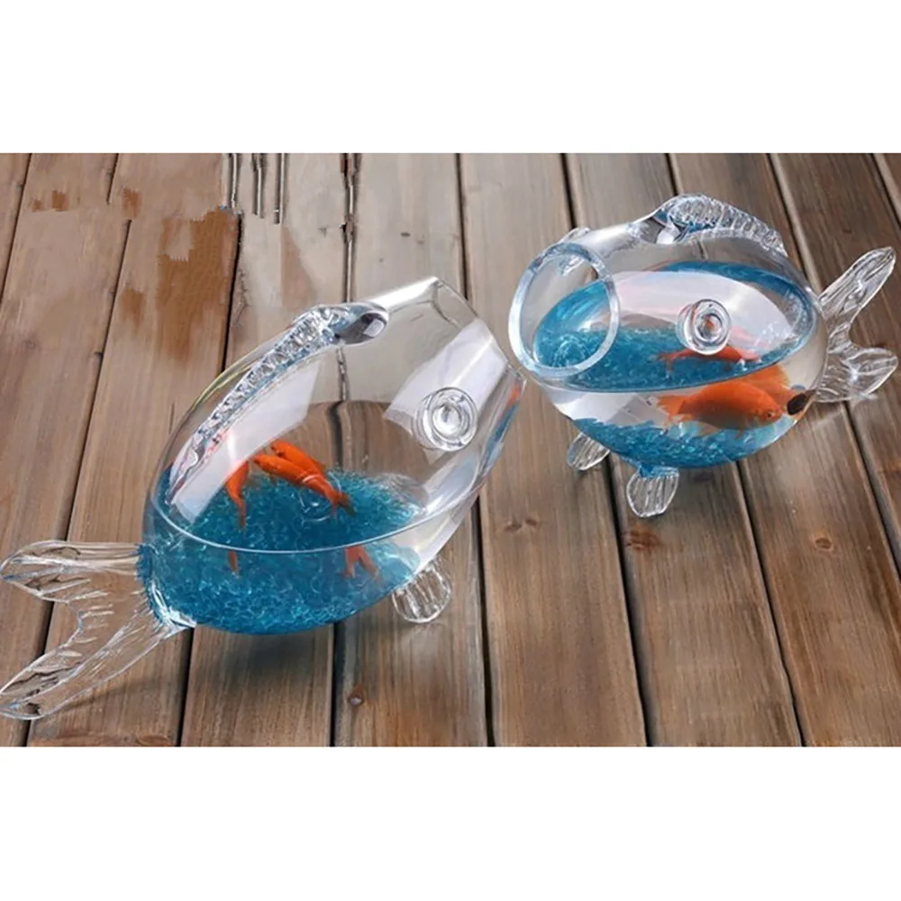 Прозрачный стеклянный аквариум в форме рыбы для рыб украшения дома гостиной