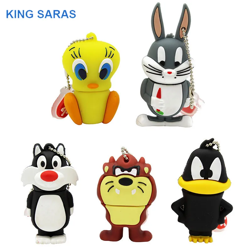 Usb флеш-накопитель KING SARAS с героями мультфильмов, 64 ГБ, кролик, Лев, утка, usb, 2,0, 4 ГБ, 8 ГБ, 16 ГБ, 32 ГБ, флешка, милый подарок, usb