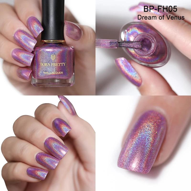 BORN PRETTY Holo flowresh серия лак для ногтей 6 мл Голографический лазерный лак для ногтей сияющий блеск лак для ногтей полуперманентное масло