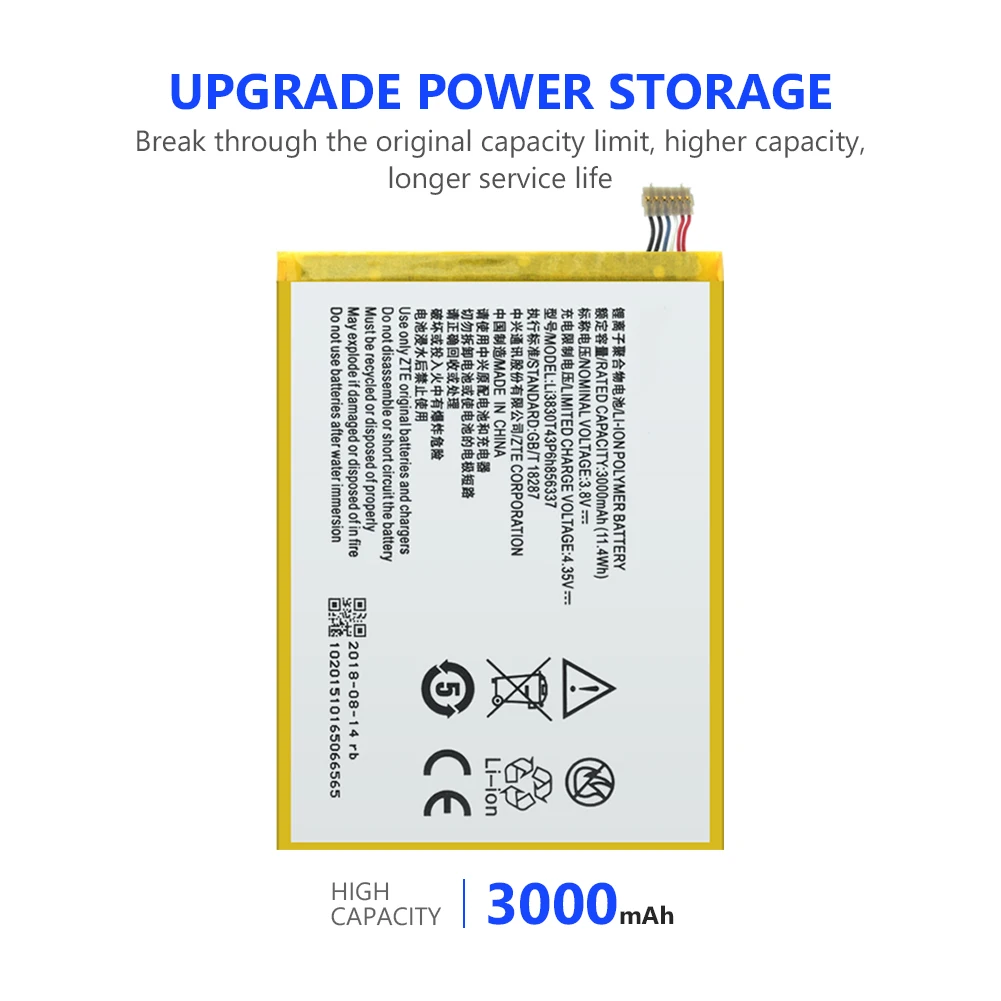 Оригинальный аккумулятор Li3830T43P6h856337 3000 мАч для ZTE Blade X9 A711 сменная литий