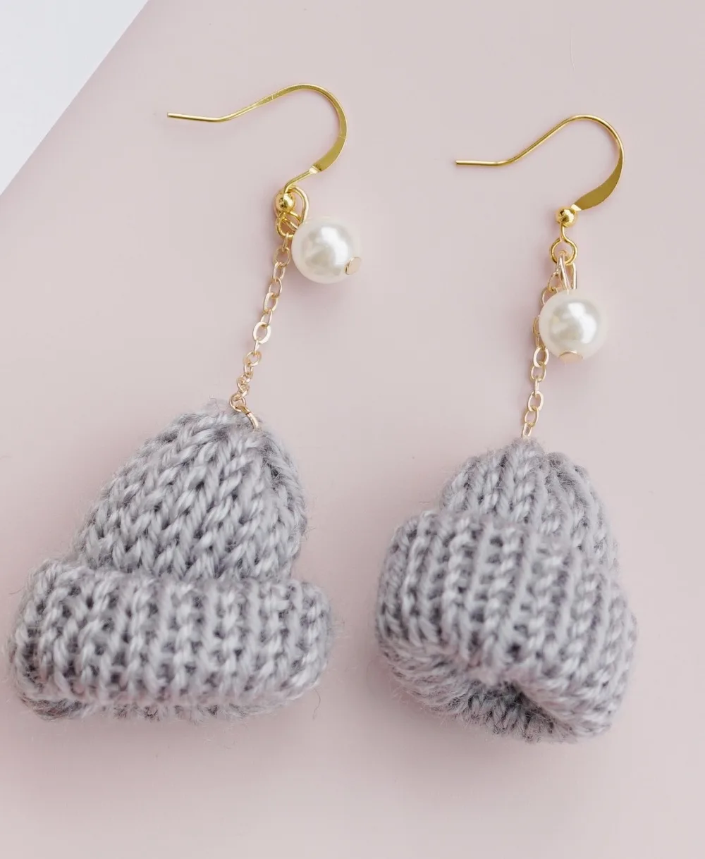 Корейский зимний стиль милый свитер Рождественская шапка серьги темперамент