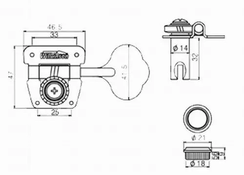 Уилкинсон 2 левый правый Колки для бас гитары цвет черный тюнинг клавиш головки