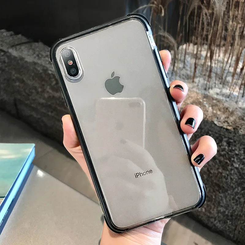 Противоударный бампер прозрачный силиконовый чехол для телефона для iPhone 11Pro Max X XR XS Max 8 7 6 6S Plus прозрачный защитный чехол