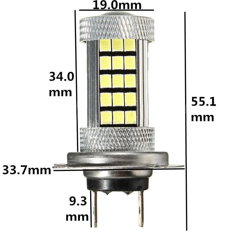 

JX-LCLYL 2pcs H7 2835 66SMD LED Car Fog Driving Light Lamp Bulb White 6000K