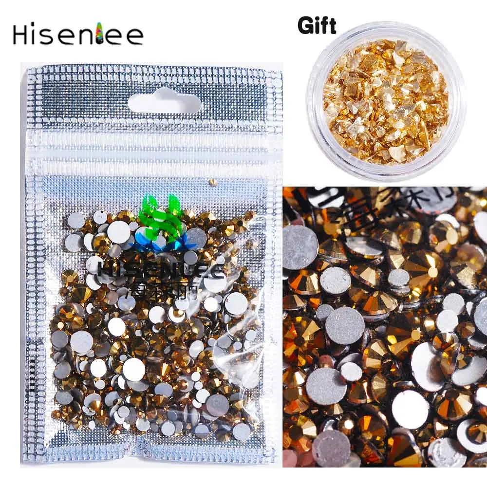 Hisenlee, 1000 шт, SS4-SS30, разные размеры, стразы с кристаллами, 15 цветов, для дизайна ногтей, стразы с блестками, шпильки для ногтей, художественные украшения - Цвет: 010