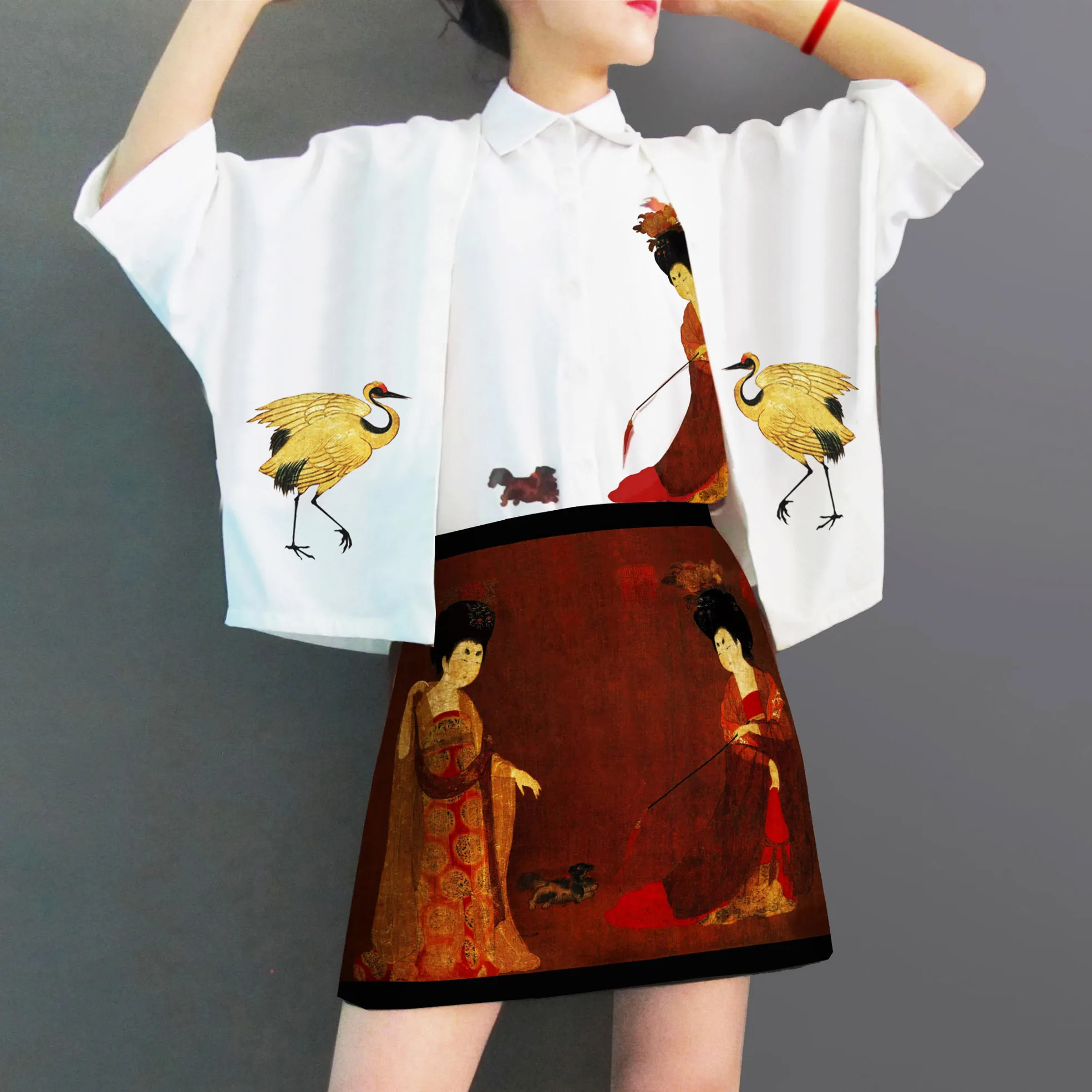 Новинка 2020 белая рубашка без рукавов в китайском стиле кимоно принцессы Тан с