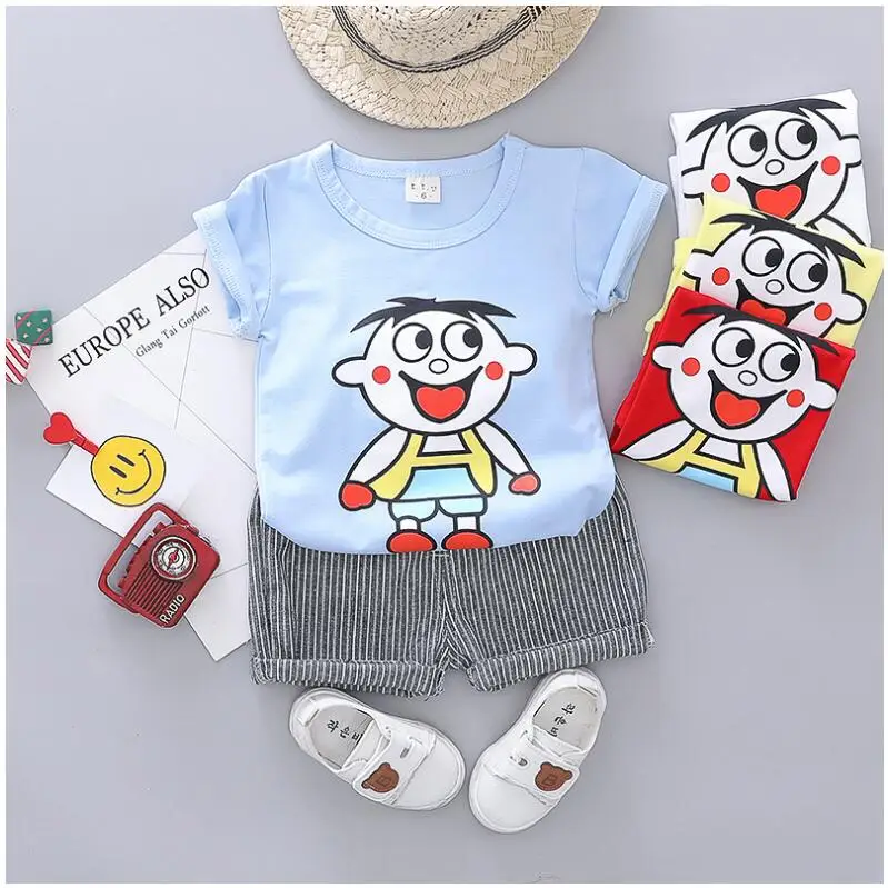 ZWXLHH 2019 Summer Baby Boys Clothing Sets Kids Children Clothes Suits Cartoon T Shirt Striped Shorts Infant Toddler Casual Suit | Детская