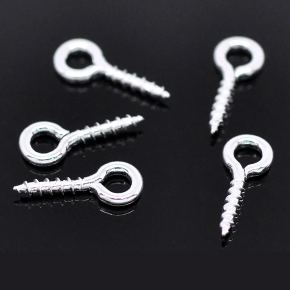 

1000 PCs Doreen Box Lovely Screw Eye Bail Drilled Findings Alloy Silver Color For DIY Jewelry Making 10x4mm (B14841)