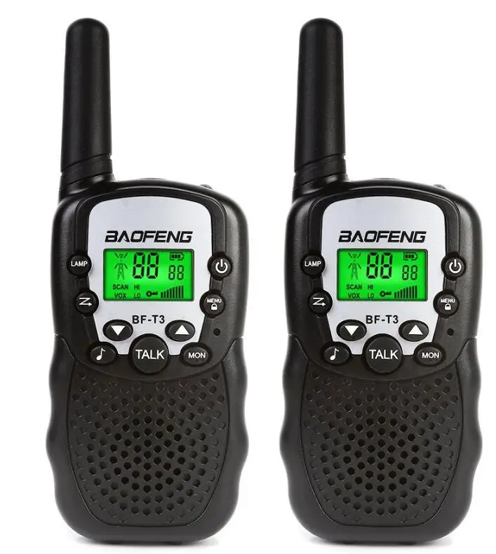 Black 2 шт. Baofeng BF-T3 мини-рация 2 Вт UHF 462-467 МГц Портативное двухстороннее радио 22CH T3 VOX FM трансивер детская игрушка CB радио - Цвет: Black