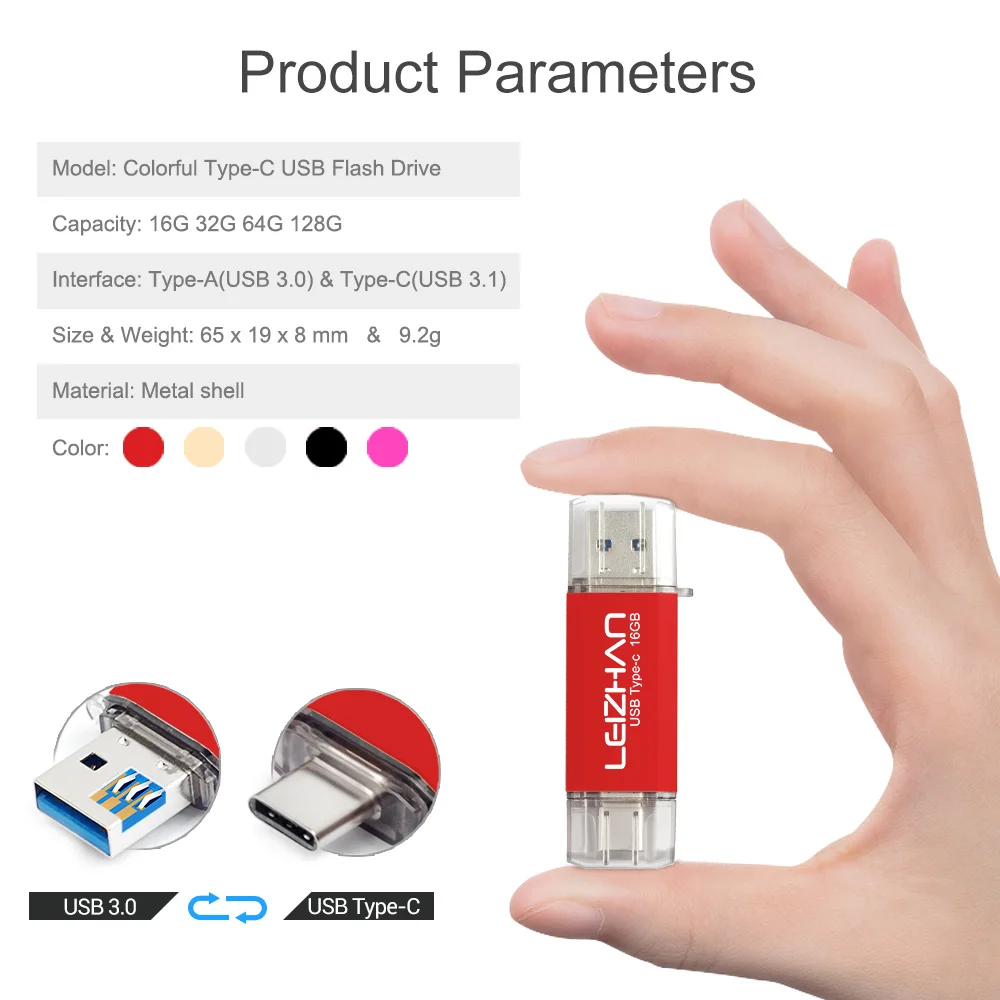 LEIZHAN USB C флэш-накопитель 256 ГБ 3 0 для Samsung S10 S9 S8 16 32 64 128 | Компьютеры и офис
