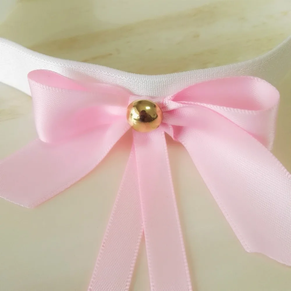 Женская мода харадзюку колье ручной работы с заклепками ленты милый розовый бант