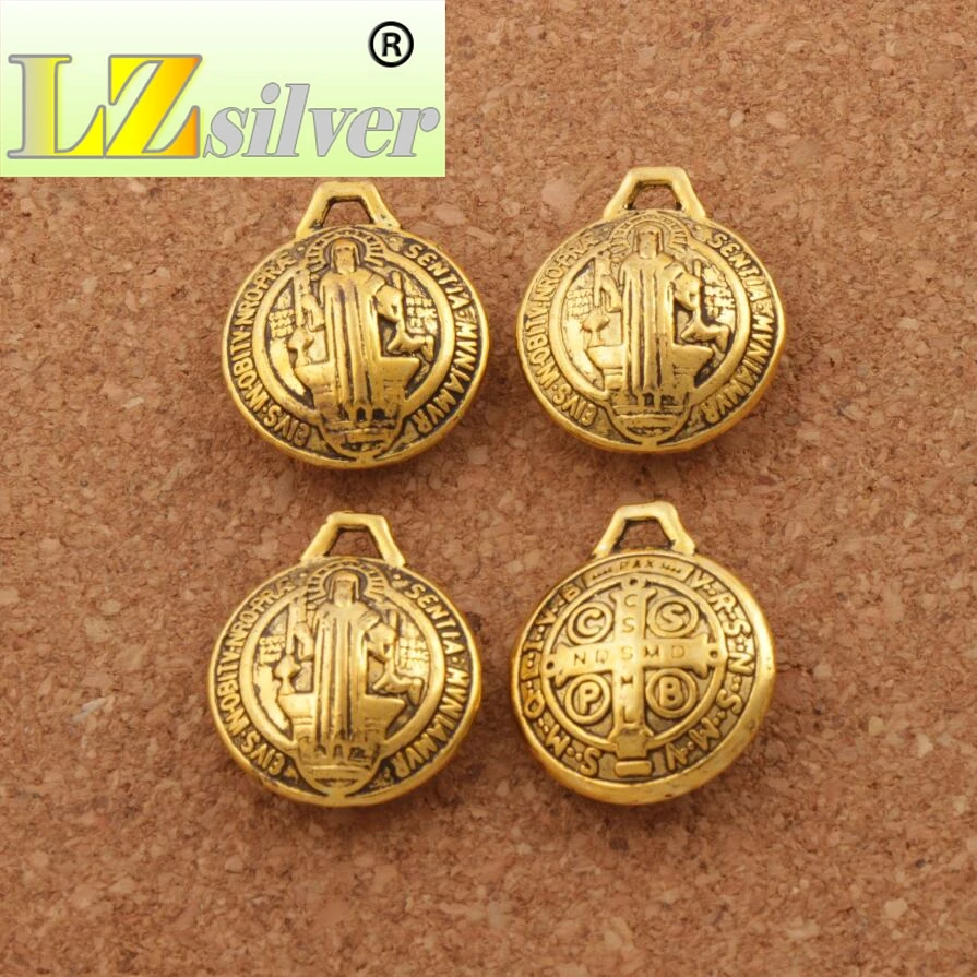 

3D Saint Benedict Medal Charms Michael the Protector 30PCS zinc alloy Bronze Cross Charm Beads Pendants L1764