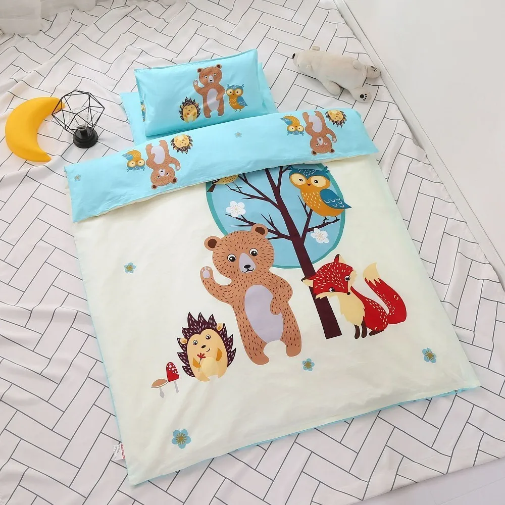 Forest 120x60 Комплект постельного белья из 3 предметов для детей, Детский пододеяльник из чистого хлопка, набор постельных принадлежностей для детской кроватки, детского сада, одеяло с наволочкой - Цвет: Forest 120x60