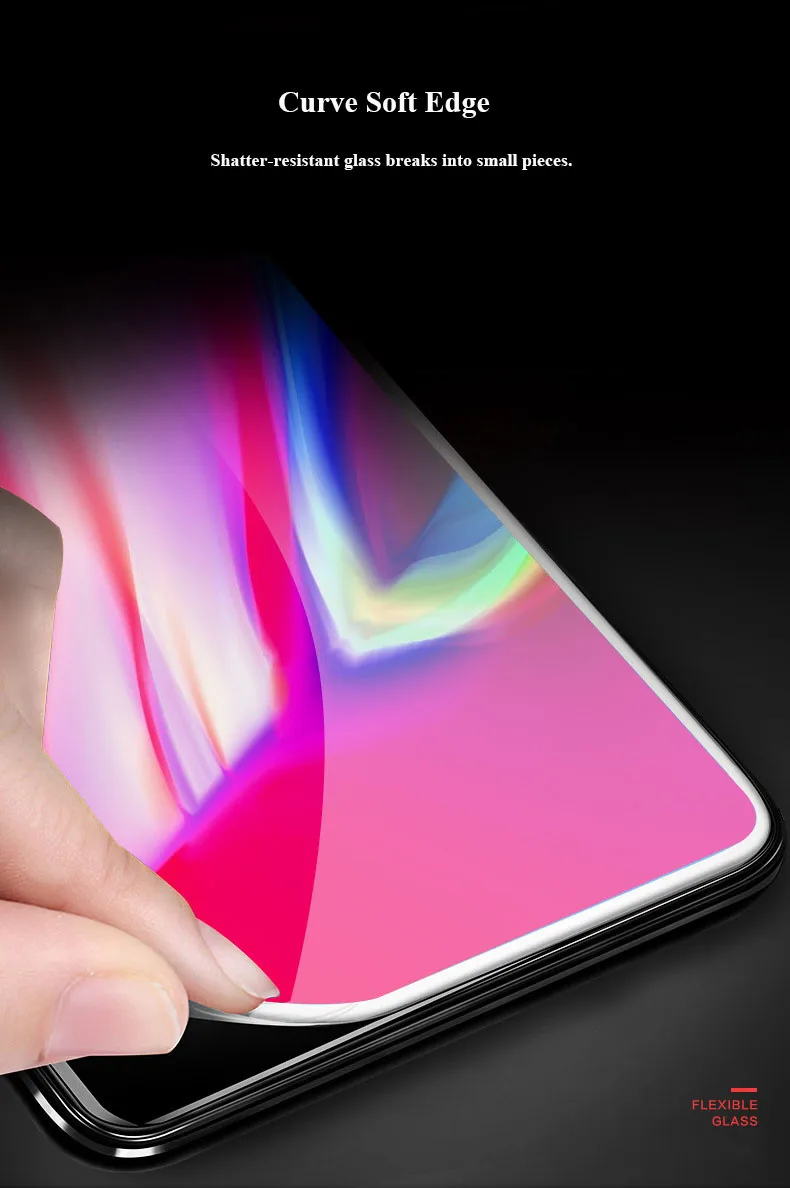 5D гибкое стекло для iPhone Xs Max Xr экранная пленка полное покрытие HD изогнутое стекло с мягкими краями протектор для iPhone 11 Pro Max 8 7 Plus