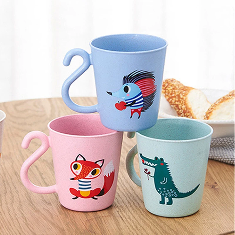Детская кружка для молока с ручкой милая чая карамельного цвета мультяшным