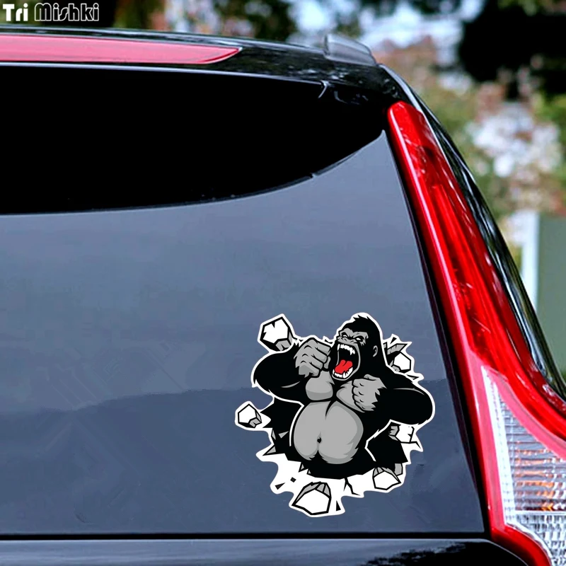 Tri Mishki WCS110 14*14 5 см злой gorilla breaking стены забавная наклейка для автомобилей