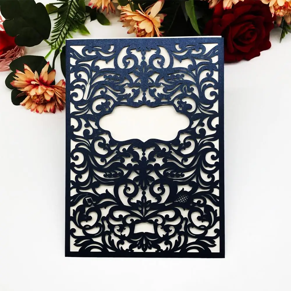 40 шт./лот темно-фиолетовые Свадебные приглашения лазерная резка свадебные